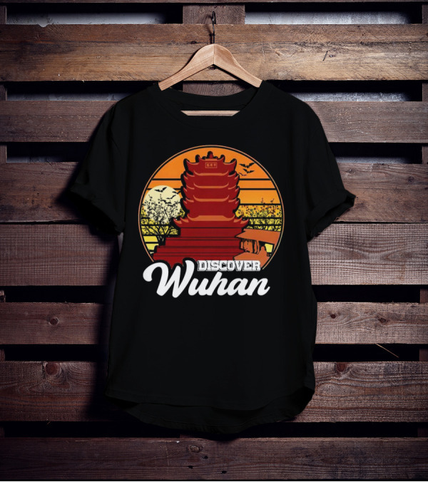 Discover Wuhan Pagoda Vintage Sunset Scene T-Shirt