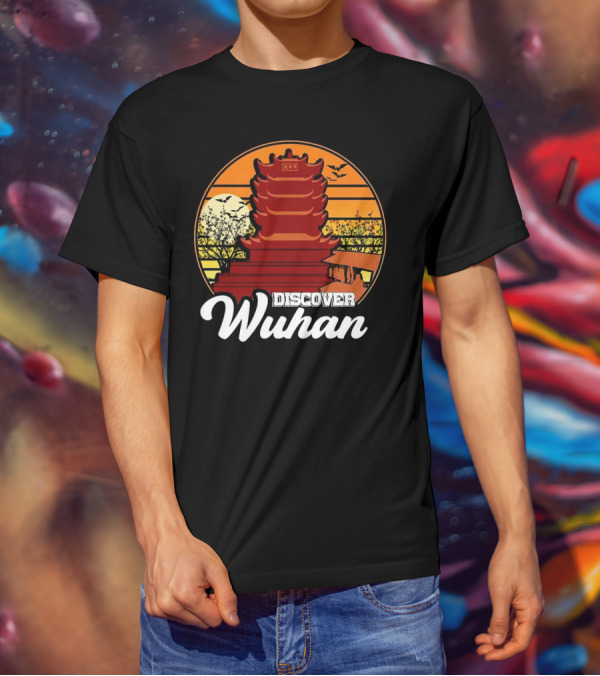 Discover Wuhan Pagoda Vintage Sunset Scene T-Shirt