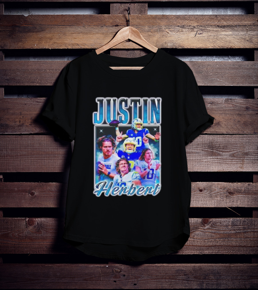 Justin Herbert Dynamic Football Moments Layered T-Shirt