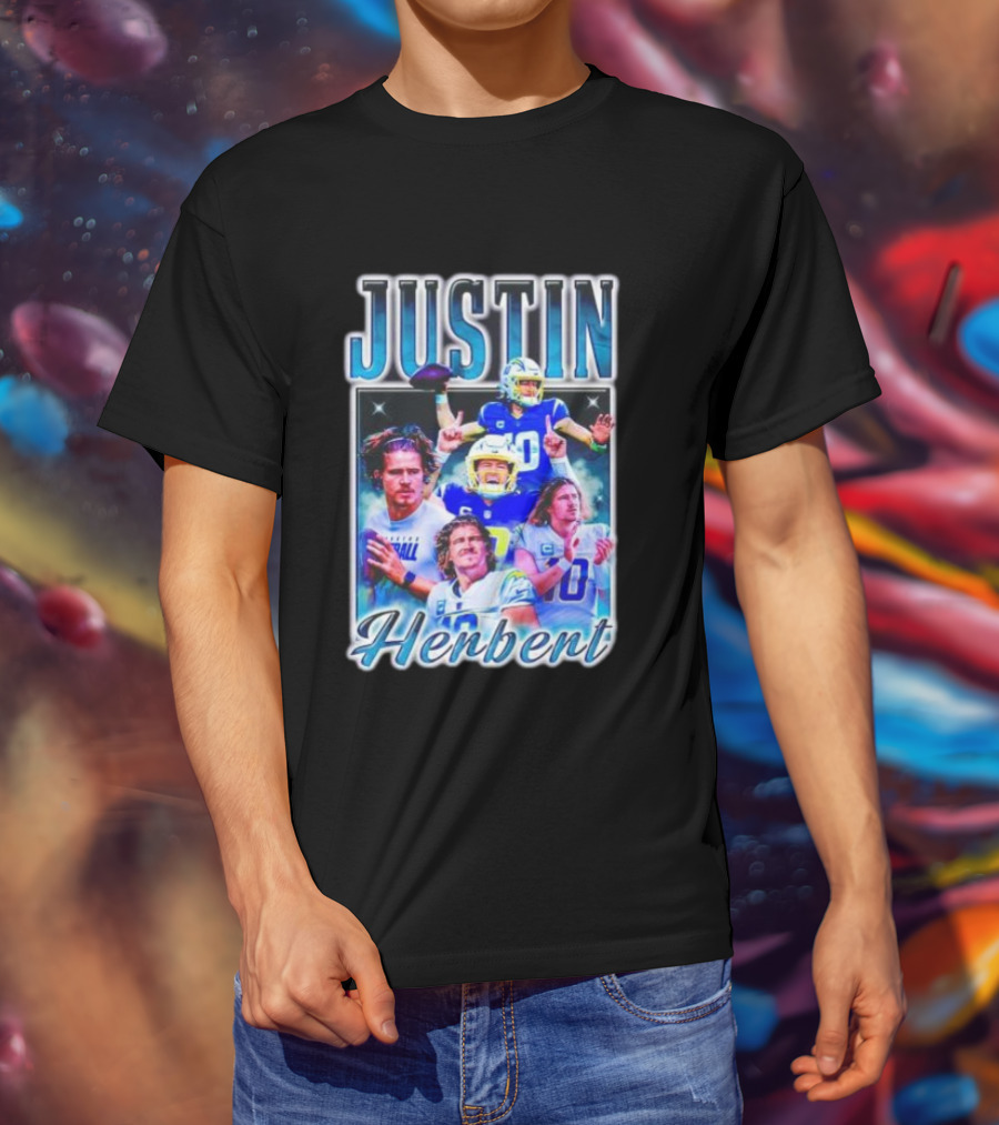 Justin Herbert Dynamic Football Moments Layered T-Shirt