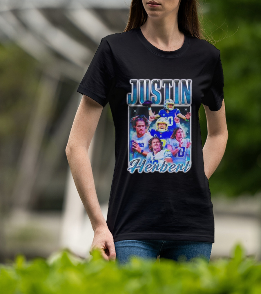Justin Herbert Dynamic Football Moments Layered T-Shirt