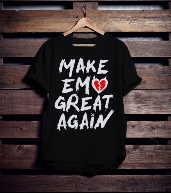 MAKE EMO GREAT AGAIN Broken Heart Devil Horns T-Shirt