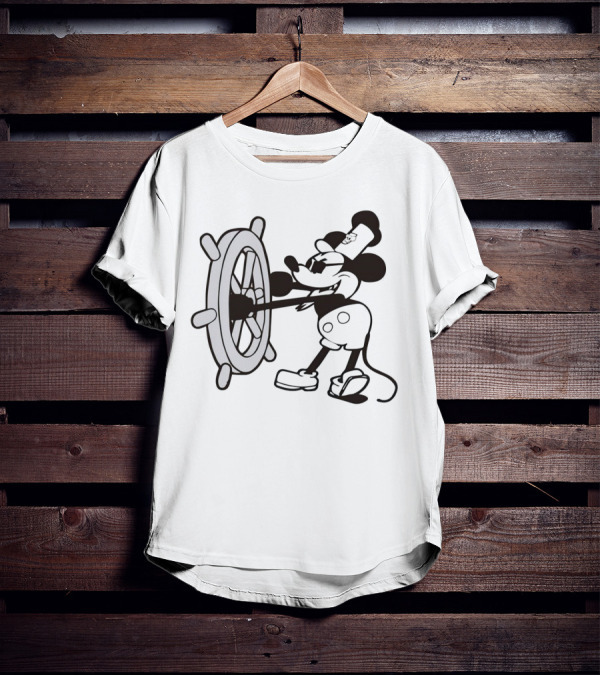 Steamboat Willie Mickey Mouse Pirate Steering Wheel T-Shirt