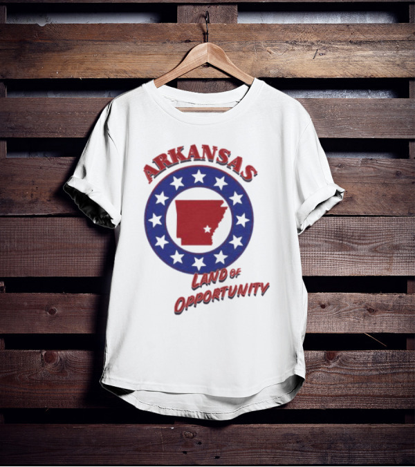 Arkansas Land Of Opportunity Red State Blue Star Circle T-Shirt