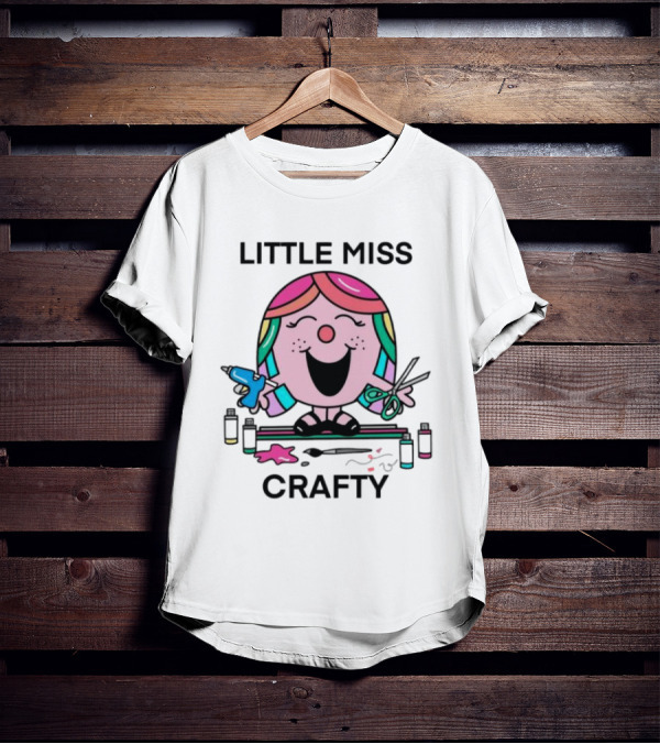 Little Miss Crafty Colorful Art Tools And Smiling Character T-Shirt