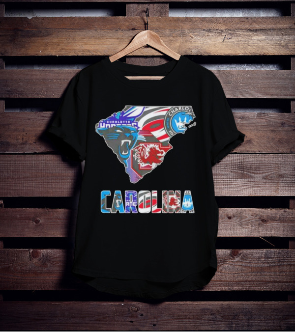 Carolina Panthers Hurricanes Gamecocks Charlotte Hornets FC Map T-Shirt