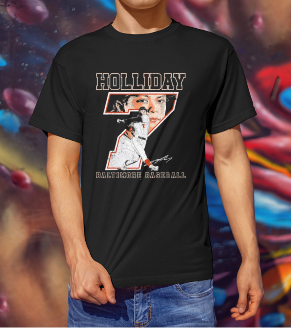Holliday Number 7 Baltimore Baseball Signature T-Shirt