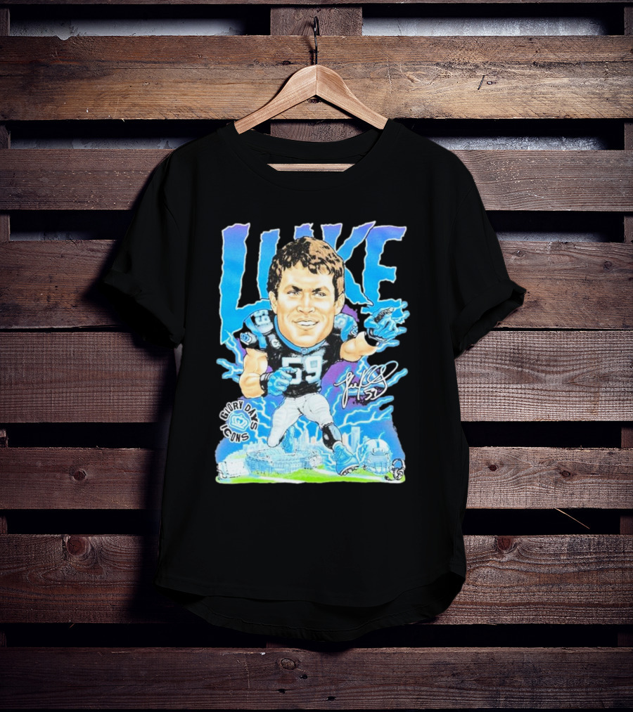 Luke Kuechly Carolina Panthers 59 Glory Days Icons Caricature T-Shirt