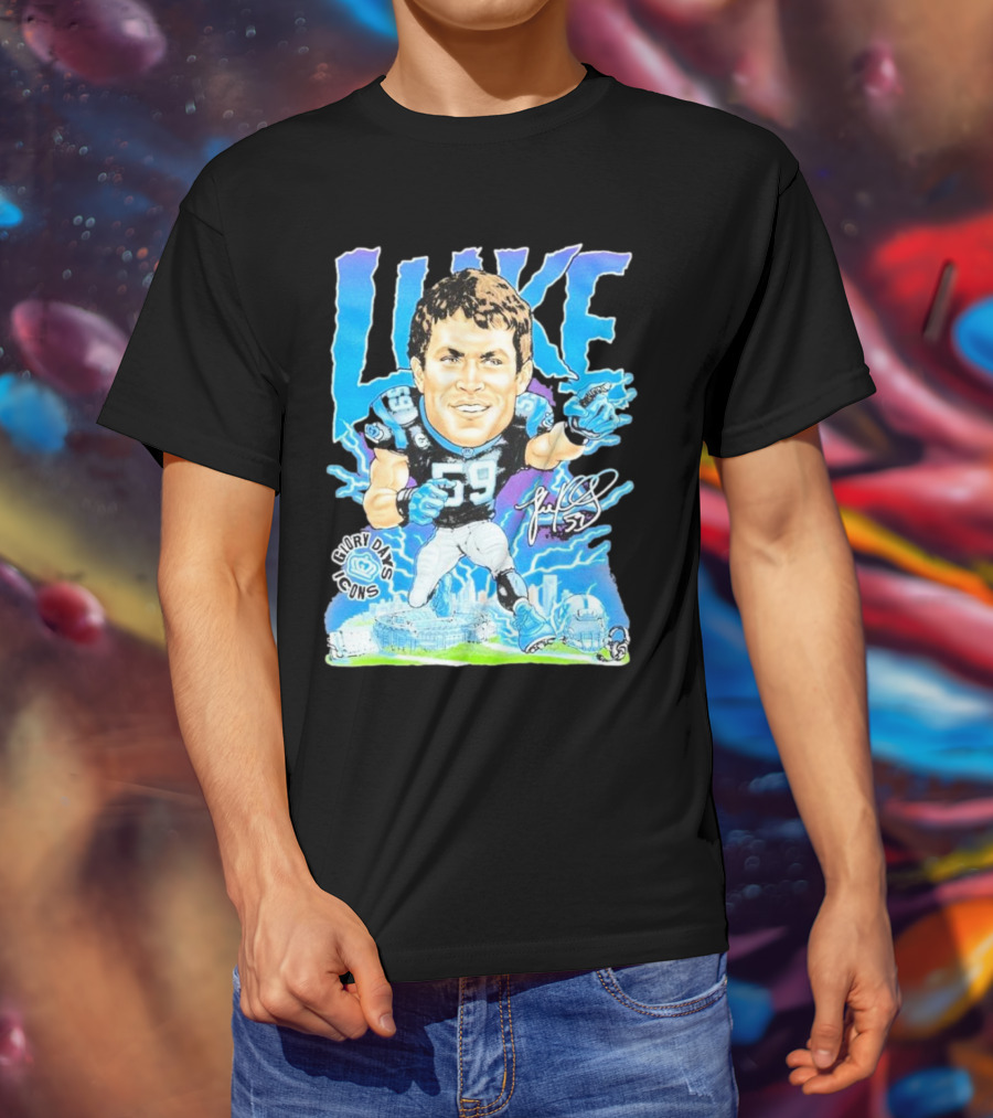 Luke Kuechly Carolina Panthers 59 Glory Days Icons Caricature T-Shirt