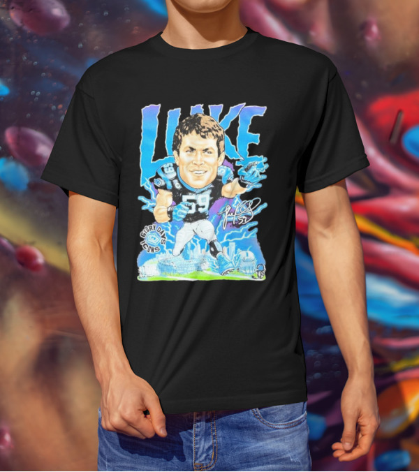 Luke Kuechly Carolina Panthers 59 Glory Days Icons Caricature T-Shirt