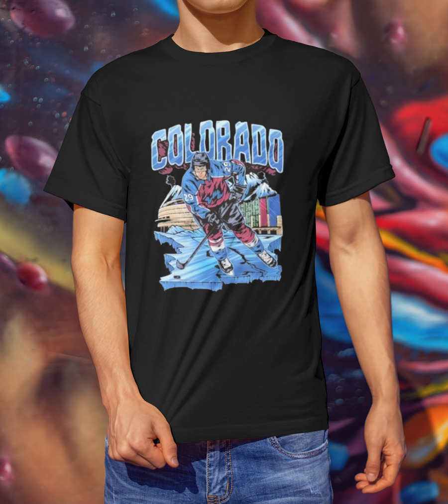 Colorado Avalanche Nathan MacKinnon Hockey 29 Ice Arena Colorado T-Shirt