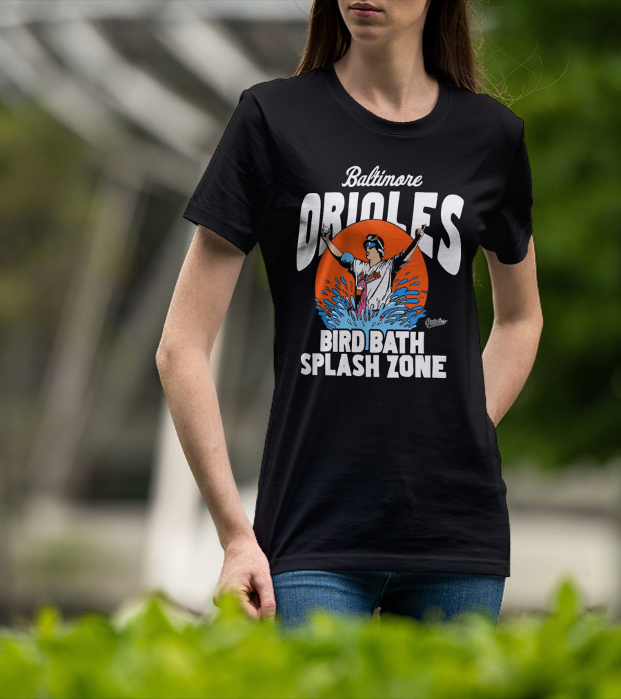 Baltimore Orioles Bird Bath Splash Zone Baseball T-Shirt