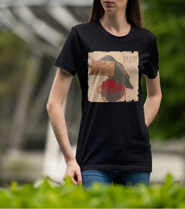 US Mail For Cutie 5/11/24 Salt Lake City Raven With Envelope And Red String T-Shirt