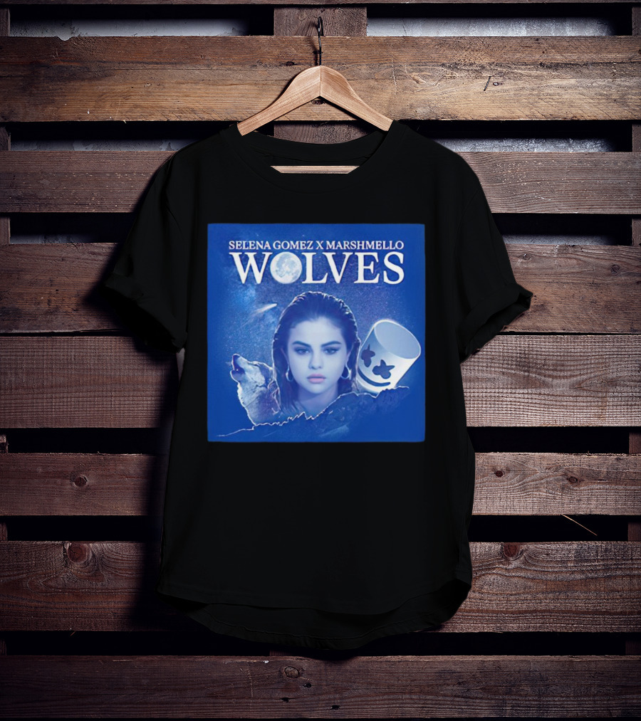 SELENA GOMEZ X MARSHMELLO WOLVES MOON WOLF FACE T-Shirt