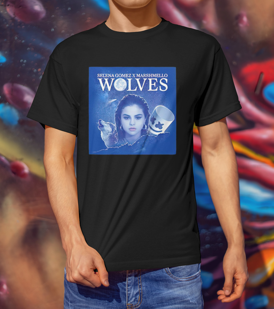 SELENA GOMEZ X MARSHMELLO WOLVES MOON WOLF FACE T-Shirt
