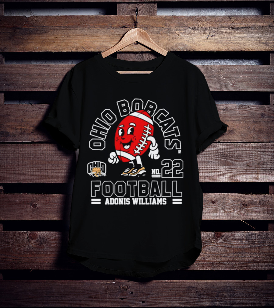 Ohio Bobcats Football No. 22 Adonis Williams T-Shirt