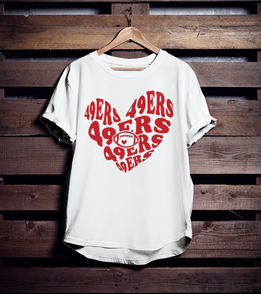 49ers Football Heart Typography T-Shirt