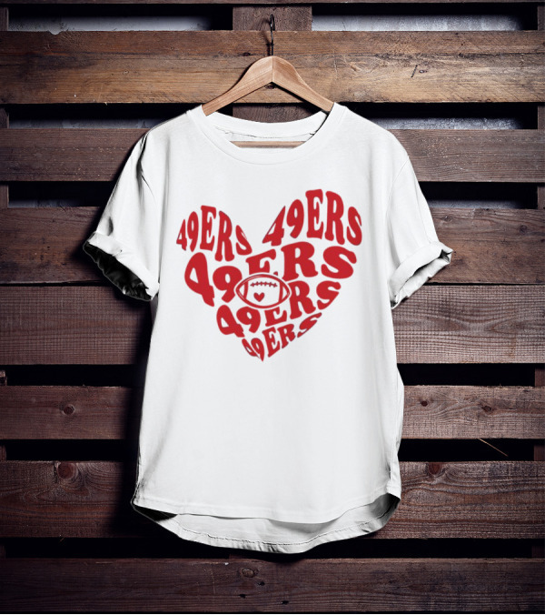 49ers Football Heart Typography T-Shirt