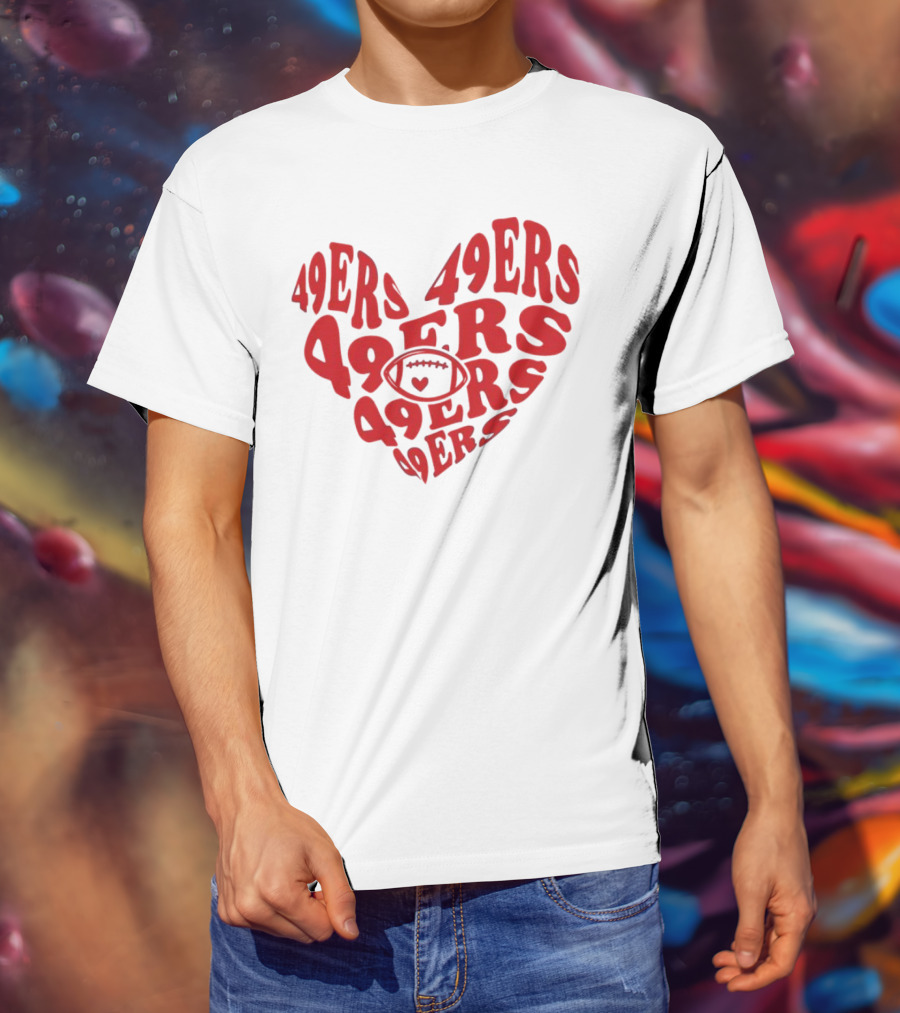 49ers Football Heart Typography T-Shirt