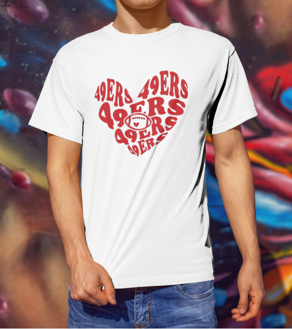 49ers Football Heart Typography T-Shirt
