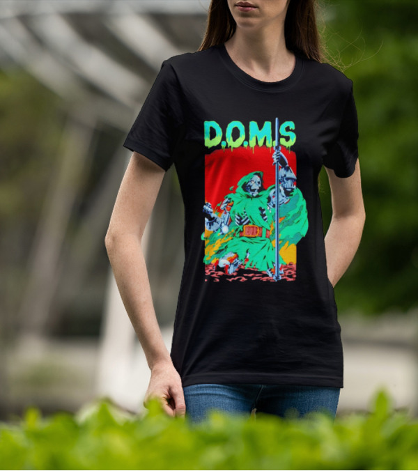 D.O.M.S Skeleton Warrior In Green Cloak Holding Staff T-Shirt
