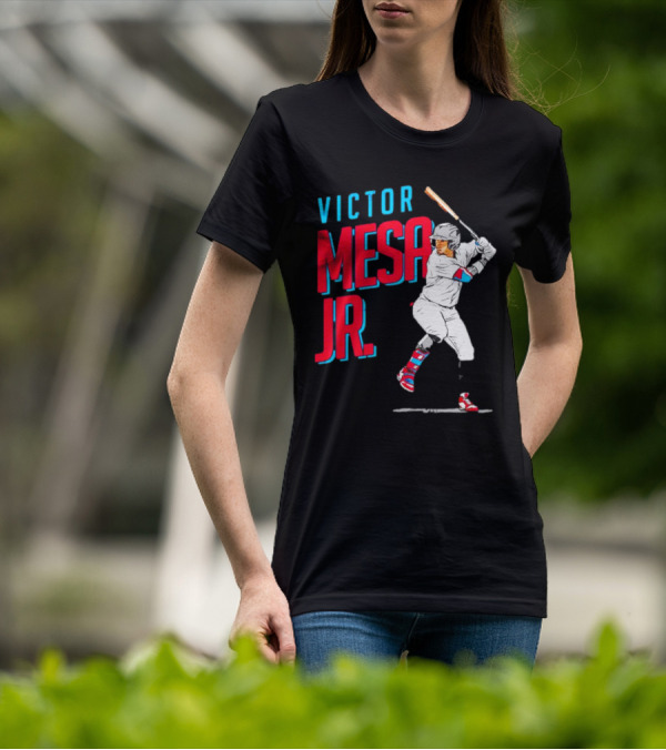 Victor Mesa Jr. Baseball Player With Bat And Colorful Socks T-Shirt