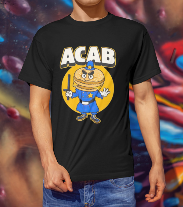 ACABurger Police Officer Burger Cartoon Character Iconic T-Shirt