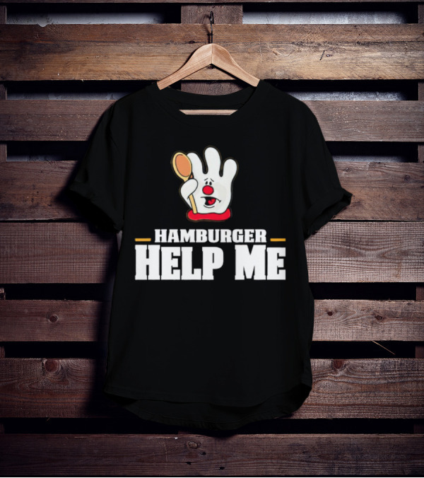 Hamburger Help Me Glove Holding Spoon Retro T-Shirt
