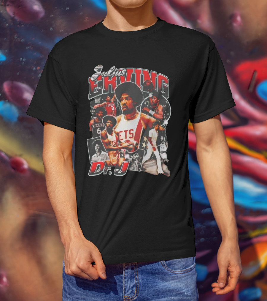 Julius Erving Dr J Sixers Nets Basketball Legend T-Shirt