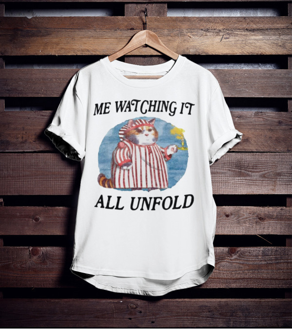 Me Watching It All Unfold Pajama Cat Holding Candle T-Shirt