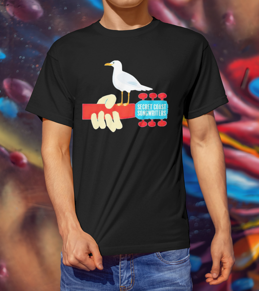 Secret Coast Songwriters Seagull On Red Guitar Neck T-Shirt