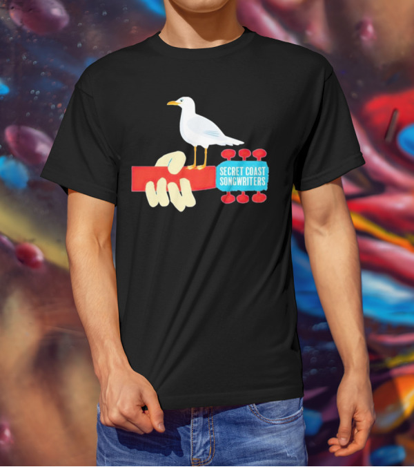 Secret Coast Songwriters Seagull On Red Guitar Neck T-Shirt