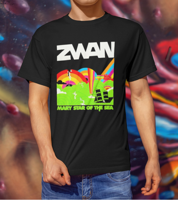 Zwan Mary Star Of The Sea Rainbow Waves Sailboat T-Shirt