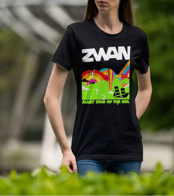 Zwan Mary Star Of The Sea Rainbow Waves Sailboat T-Shirt