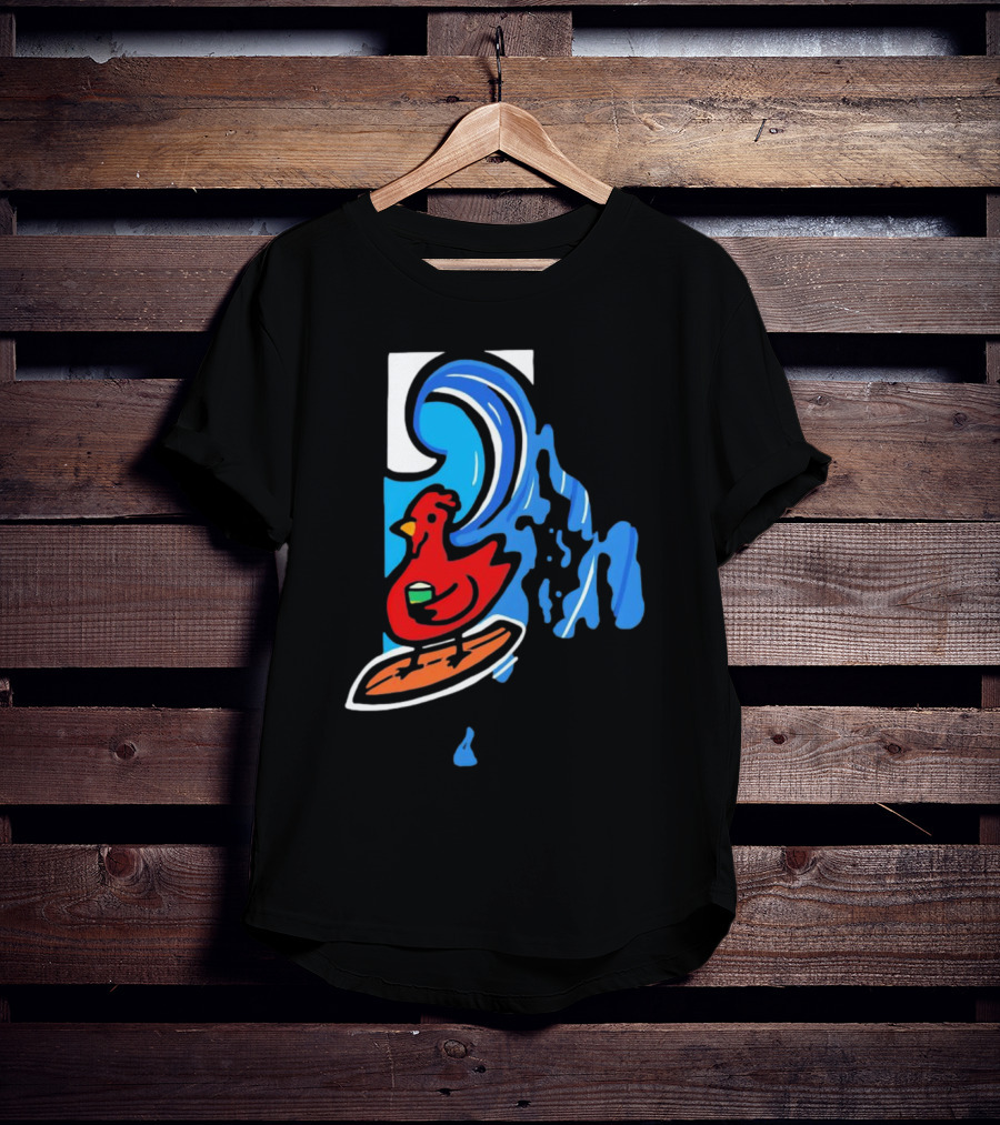 Rhode Island Surfing Chicken With Wave T-Shirt