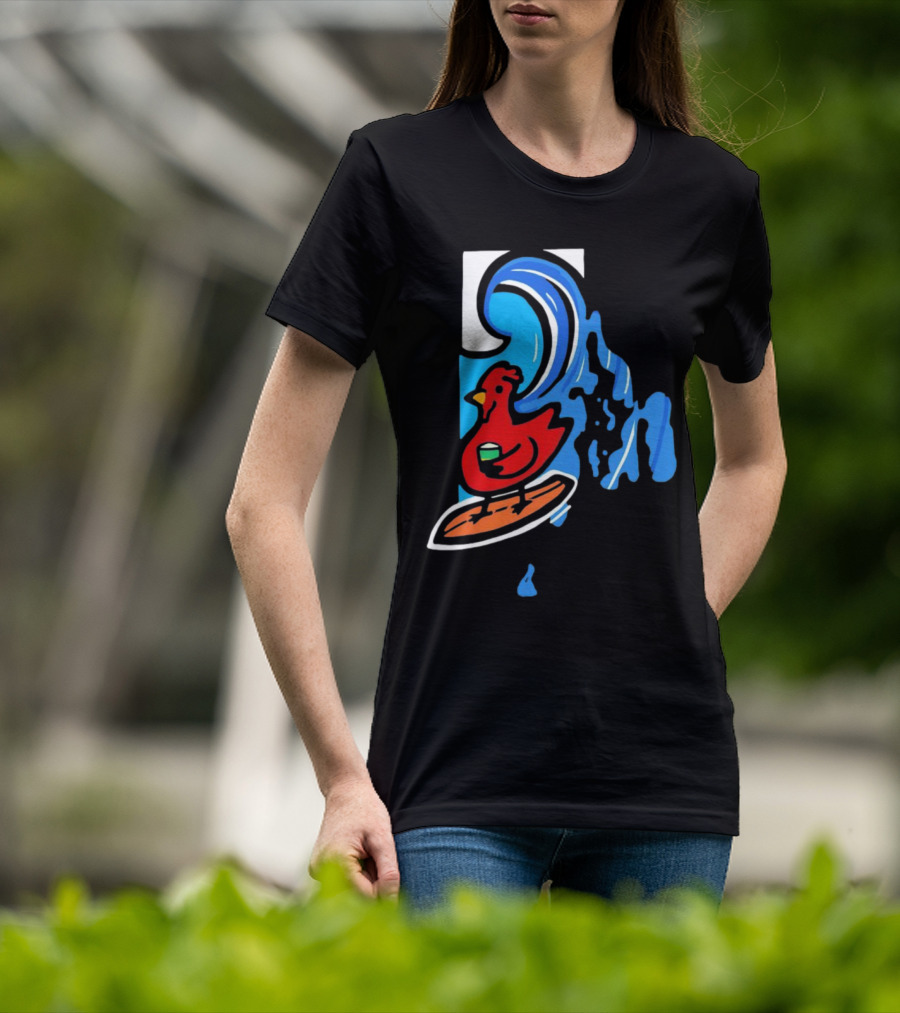 Rhode Island Surfing Chicken With Wave T-Shirt