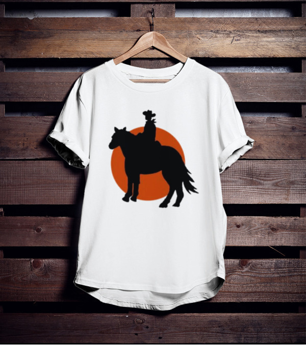 Alex Cowboy Bargain Silhouette Against Sunset T-Shirt