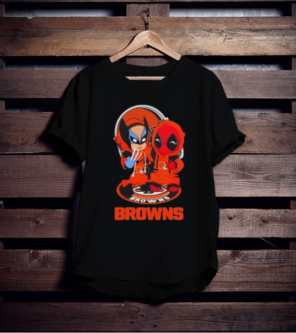 Cleveland Browns Marvel Wolverine Deadpool Browns Fans T-Shirt