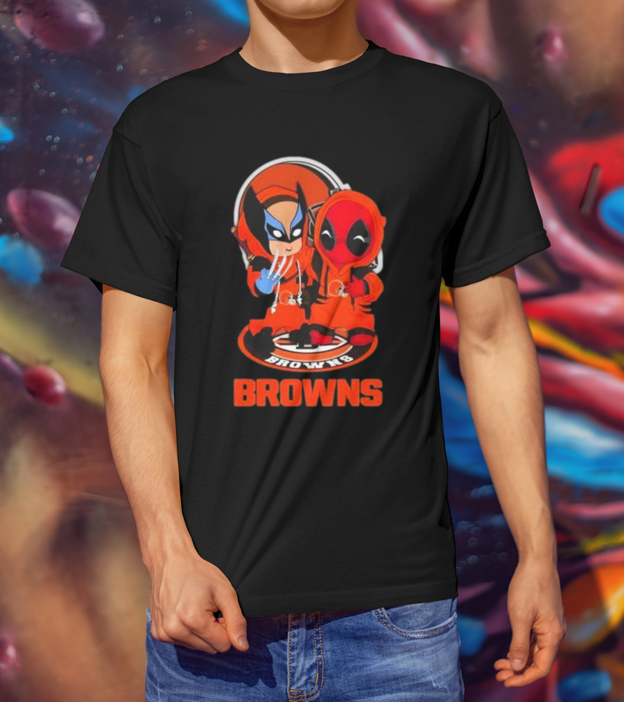 Cleveland Browns Marvel Wolverine Deadpool Browns Fans T-Shirt