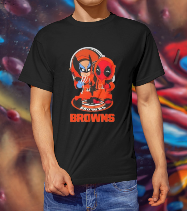 Cleveland Browns Marvel Wolverine Deadpool Browns Fans T-Shirt