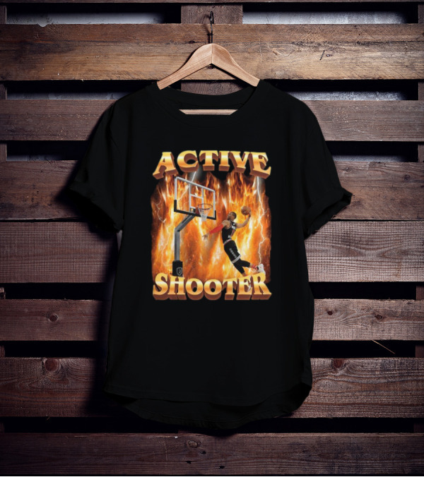 Active Shooter Basketball Dunk With Fiery Background T-Shirt