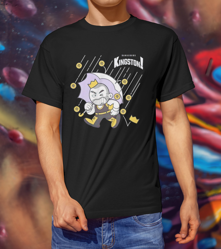 Dangerous Kingston Graphic With Umbrella And Crown Motif T-Shirt