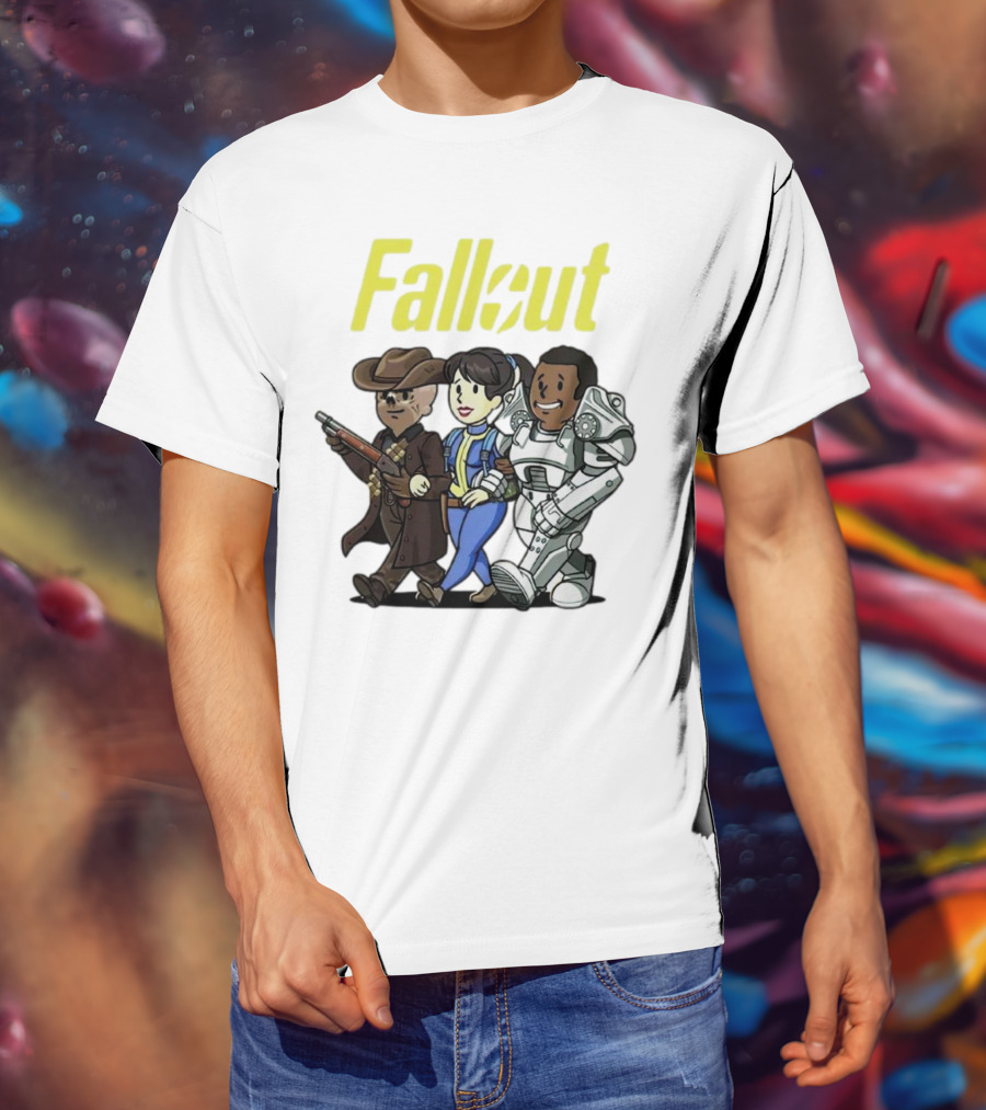 Fallout Cartoon Trio Vault Dweller Adventurers T-Shirt