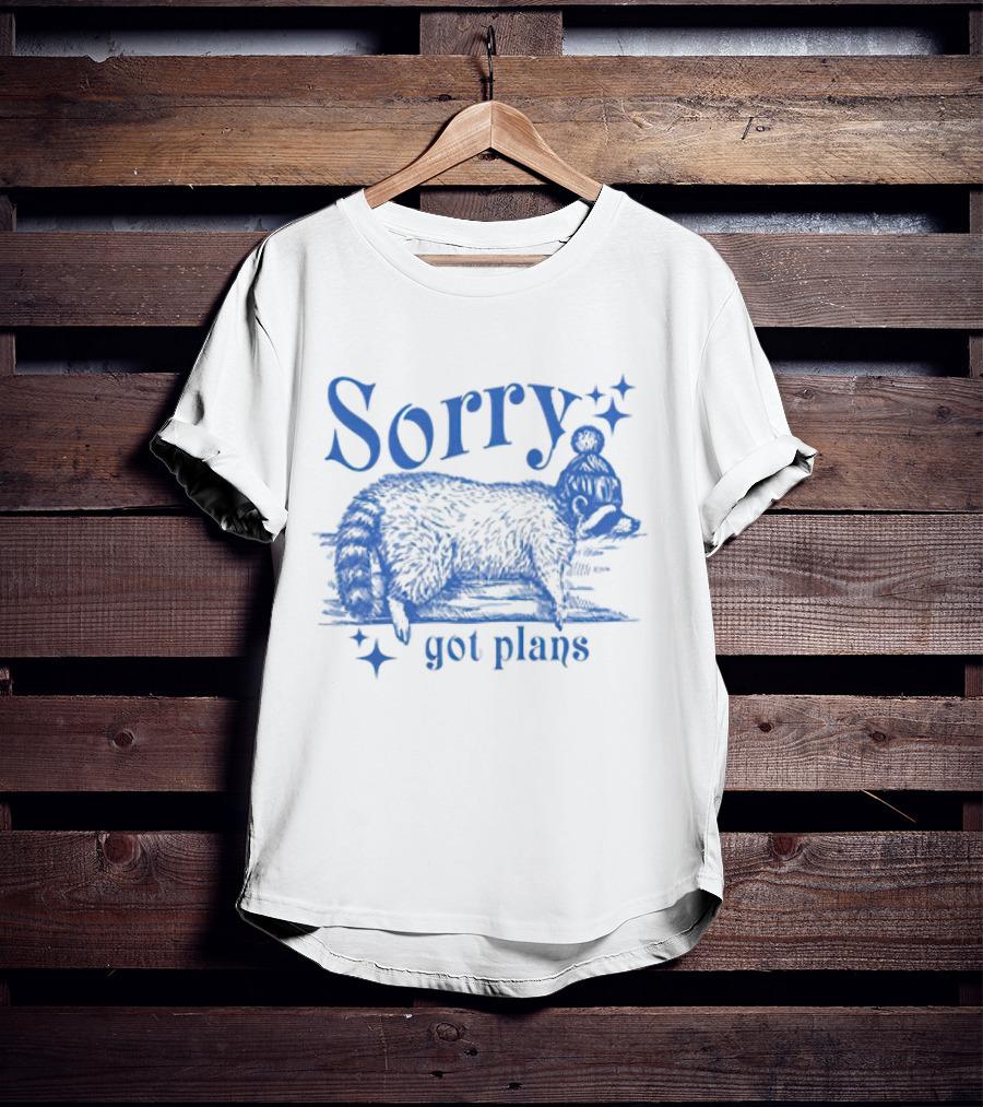 Sorry Got Plans Raccoon With Winter Hat And Stars T-Shirt
