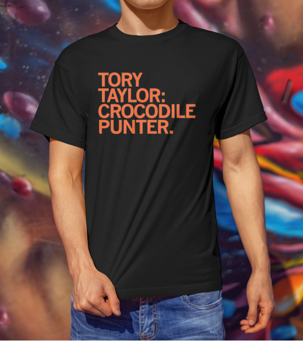 Tory Taylor Crocodile Punter Football Sports Fan Black T-Shirt