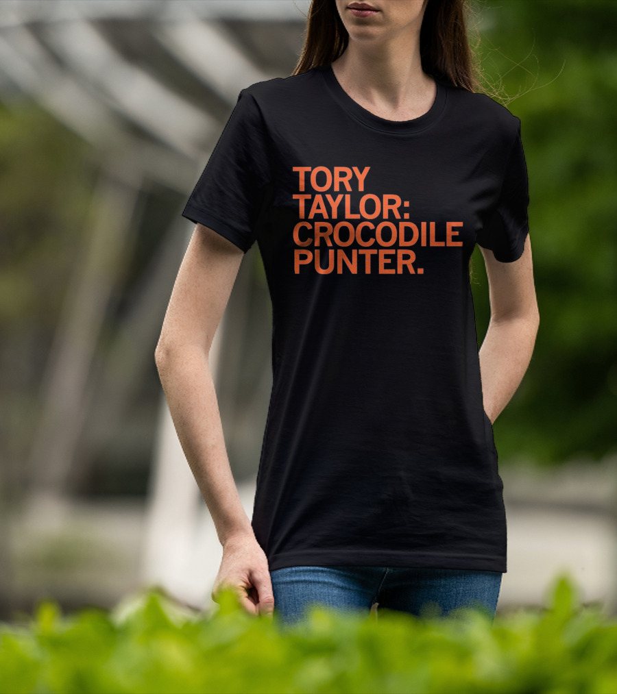 Tory Taylor Crocodile Punter Football Sports Fan Black T-Shirt