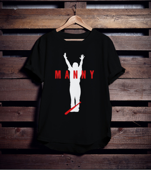 Manny Baseball Bat Silhouette With Raised Arms T-Shirt