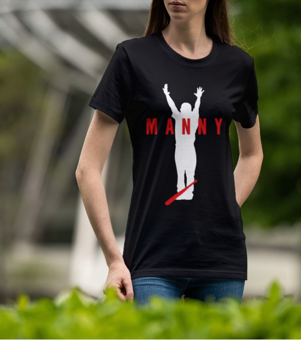 Manny Baseball Bat Silhouette With Raised Arms T-Shirt