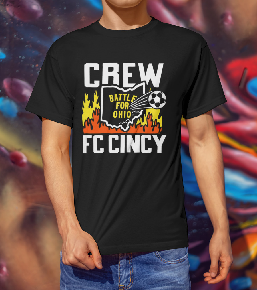CREW Battle For Ohio FC Cincy Soccer Rivalry Flame Soccer Ball T-Shirt