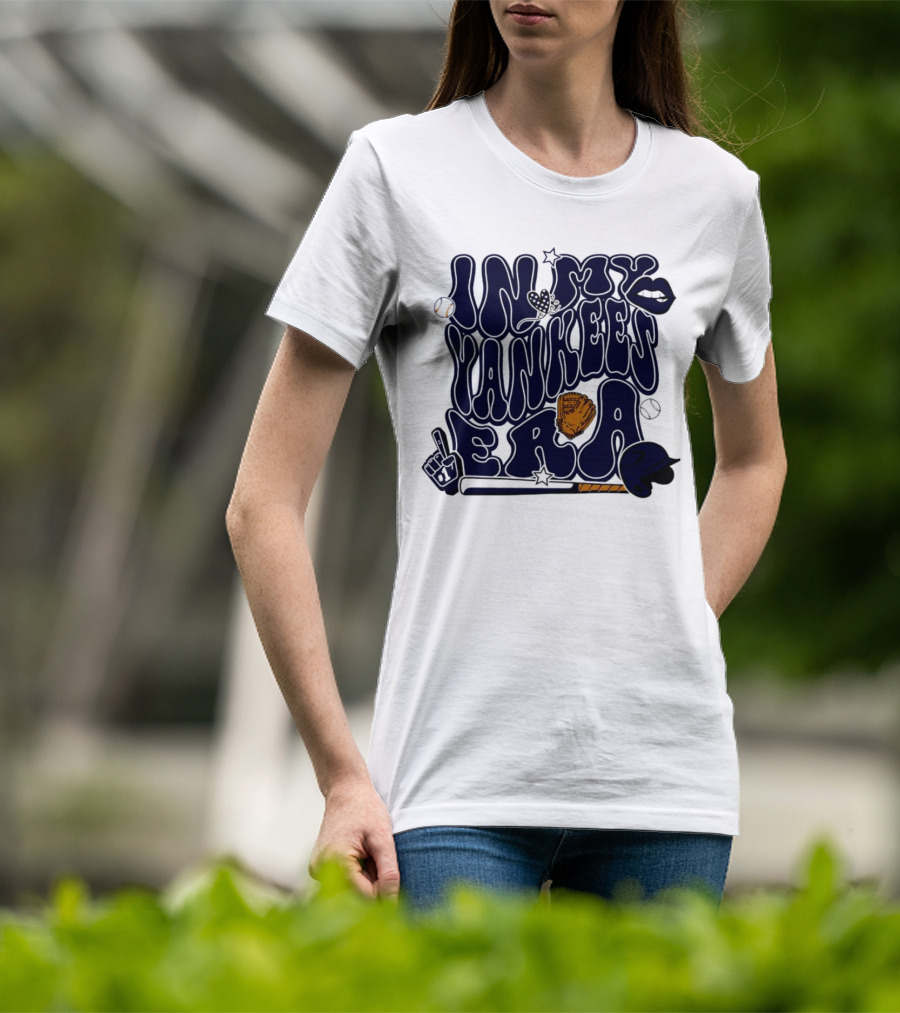 In My Yankees Era Baseball Bat MLB Baseball Lips Glove Yankees Era T-Shirt